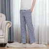 Mäns Sleepwear Spring Summer Thin Sleeping Pants Stora löst Bekväma andas luftkonditionerade Hem Pure Cotton Pyjamas byxor