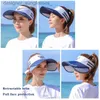 Visors Summer Beach Hats for Women Retractable Long Brim Empty Top Wide Brim Sun Hats Anti UV Sunscreen Bucket Hat Female Outdoor CL231219