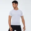 Lu Mens Lulemen Tシャツ夏のレジャーランニングトレーニングヨガ服の服フィットネスクイックドライブレーニング可能な短い袖の高い弾力性sive lus 7777