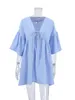 Dames Nachtkleding Losse Nachtkleding Katoen Peplum Halve mouw V-hals Vrouwelijke 2023 Lente Casual Vrouw Jurken Effen Pyjama 231219