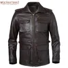 Men's Jackets Long Men Leather Jacket Thick Military M65 Coat Winter Clothing 100 Real Cowhide Genuine Asian Size M6XL M603 231219