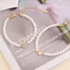 Nouveauté à la mode plaqué or Zircon amour coeur perle bracelet de perles pour les femmes