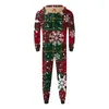 Familie bijpassende outfits kerstkleding geruite sneeuwvlokprint pyjama pakken rits nachtkleding navidad 231218