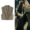 Gilet da donna Gilet corto per donna Colletto con bavero con spalline Top Moda senza maniche Office Lady Commute Button