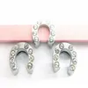 20 50st Lot 8mm Rhinestones Horse Hoof Horseshoe Slide Charms Diy Accessories Fit For 8mm Wristband Armband Fashion Jewelys203w