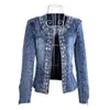 Men's Vests Spring Fashion Women Denim Jacket Slim Zipper Casual Short Sequins Outerwear Ladies Vintage Biker Crystal Chaqueta Mujer A237 231219