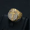 Hip Hop Iced Out Big Jesus Ring Male Golden Color 14k Jaune Gol Christian Cross Rings for Men Religious Jewelry