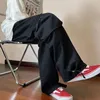 Men's Pants Wine Red Overalls Summer Hip-Hop American Fashion Casual Loose Straight Leg