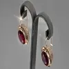 Dangle Chandelier Exquisite Women Fashion Silver and Gold Color Inlaid Red Stone Zircon Drop Earrings for Bridal Engagement Wedding Jewelry 231219