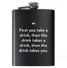 Creative 8oz Stainless Steel Hip Flask English Letter Black Personalize Flasks Outdoor Portable Flagon Whisky Stoup Wine Pot Alcohol Bottle