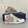 Luksusowe średnie slajdowe buty Casual Buty klasyczne Gletter Leopard Snake do starego brudnego projektanta mężczyzny Kobiety skórzane trampki Francy 36-45