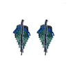 Dangle Earrings Long Full Crystal Tassel Leaf Drop For Women 4 Style Blue Rhinestone Fashion Jewelry Accessories