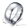 Anneaux de cluster 8mm en acier tungstène Sier Plain Wedding Band Simple Promesse Anneaux Gravure305Q Drop Livraison Bijoux Bague Dhylo