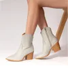Женские ботинки с блестящими стразами, осень 2024, модные остроконечные ковбойские ботинки в стиле вестерн на высоком каблуке с молнией, Botas De Mujer