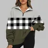Kvinnors hoodies mode överdimensionerade toppar för kvinnors halva zip pullover långärmad tröja quarter hoodie tröja tonåring flickor fall blus