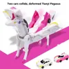 ElectricRC Car Hello Carbot Unicorn Series Transformation Action Figure Robot Models 2 in 1 one Step Model Deformed Car model Children toys 231218