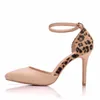 Klädskor sexig leopard hög klack 9 cm eleganta kontor pumpar sandaler kvinnor djur tryck spetsiga tå lyx singlar