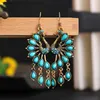 Stud Gold Peacock She Colored Crystal Birthstone Hook Earrings for Women Vintage Statement Dangle Earrings Accessories PendientesC24319