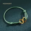 Bangle Moonlight ajustável duplo quatro folhas trevo charme pulseira para mulheres clássico corda de seda moda jóias presentes de festa 231219