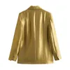 Damespakken Dames Blazer Goud Elegante Damesjassen Lange Mouw Kantoorkleding Mode Vrouw 2023 Knop Herfst Formeel Jasje