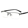 Sonnenbrille, blaues Licht, blockierend, halber Rahmen, quadratisch, kurzsichtig, für Damen und Herren, TR90, Myopie-Linse, verschreibungspflichtige Brille, 0 – 0,5 – 0,75 bis – 6,0