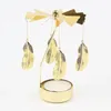 Titulares de vela Carrossel Golden Rotating Holder Ornaments Metal Windmill Criativo Mão Presente Decoração de Natal