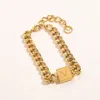 Designers banhado a ouro marca carta link moda feminina pulseiras de aço inoxidável jóias acessórios nunca desaparecer corrente
