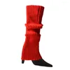 Chaussettes femme Halloween années 80 couleur néon tricot côtelé brillant sans pied Punk noir genou haute gothique Hip-hop chaussette