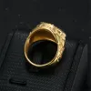 Hip Hop Iced Out Big Jesus Ring Male Golden Color 14k Jaune Gol Christian Cross Rings for Men Religious Jewelry