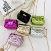 INS enfants diamant sacs à main à carreaux filles bling sac de messager en cuir enfants métaux boucle chaîne sacs à bandoulière simples S0962