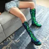 Chanmeb Leshion 593 of of of women sier glitter mediumed heelled liade speecins nee-high boots lace-up zipper Bling Shoes 231219 a