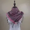 Eşarplar Colorblock Houndstooth Arap Keffiyeeh Shemagh Eşarp Tasselleri Hafif Boyun Isıtıcı Kapak Çöl Şal Headwrap