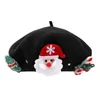 Berets moda tema de natal chapéu meninas mulher sboys boné festival de inverno à prova de vento pintor francês para