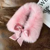 Scarve's Natural Real Fur Scarf Square Collar Winter Luxury Coat Decorate Keep Warm Thick Ribbon Solid Scarves Female 231218