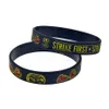 1PC Strike First Strike Hard No Mercy Silicone Wristband Classic Decoration Logo Black Adult Size264Y