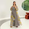 Vêtements ethniques Ensemble musulman Abayas Femmes Deux pièces Moyen-Orient Casual Simple Broderie Mode Longue Jupe Dubaï Turquie Islam Sling