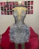 Urban Sexy Dresses Silver Beads Short Prom Dress For Black Girls Crystal Diamond Birthday Party Dresses Gray Feathers Mini Cocktail Homecoming 231219