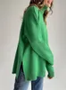 Frauen Pullover Herbst Gestrickte Rollkragen Casual Langarm Top Koreanische Mode Grün Vintage Oversize Pullover Winter Elegante Dame 231219