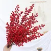 Flores decorativas flor artificial para decoração de casa vermelho rico fruta semente hortênsia dourado eucalipto holly ginkgo folha planta falsa