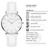 Hannah Martin Casual Ladies Watch With Leather Strap Waterproof Women Watches Silver Quartz Wrist Watch White Relogio Feminino 210237V