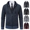 Men's Jackets Male Knit Jacket Winter Cold Sweater Plush Coat Cardigan Full Zipper Hoodie Fleece Thick Outerwear Mens Plaid Sweatercoat