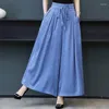 Women's Pants TingYiLi Spring Summer Silk Satin Palazzo High Waist Drawstring Loose Wide Korean Elegant Office Black Blue Trousers