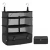 Storage Bags Travel Luggage Organizer 3 Shelf Suitcase Packing Cube Collapsible Hanging Closet Bag With 2 Hooks For Overnight Stays