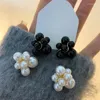 Boucles d'oreilles perles créatives pour femmes, personnalité blanc noir, bijoux à la mode, vente en gros