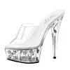 Sapatos de vestido sexy transparente cristal chinelos romântico rosa noiva casamento ultra salto alto plataforma flor mulheres bombas