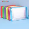 Suprimentos de arquivamento 6 PC Saco de arquivo de borda de sarja transparente A4 Pastas grandes Capacidade Zipper Teste de armazenamento de papel para produtos de estudantes 231219