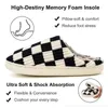 Slippare Plush For Men Women Winter Home Shoes Fashion Checkered Faux Fur Light Sole White Black Chessboard Plaid Slides Korean 231219