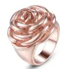 Band Rings 1PC Stainless Steel Women Rose Flower Engagement Girls Golden Ring Size 6 7 8 9 231218