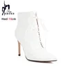 Dames enkel 410 banket mode puntige vrouwelijke schoenen dames veter stiletto laarzen groot formaat lovertjes stoffen winter hoge hakken 231219