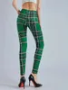 Pantalon femme Leggings décontractés taille haute Stretch vert Plaid confortable Style coréen tricot bas hivers